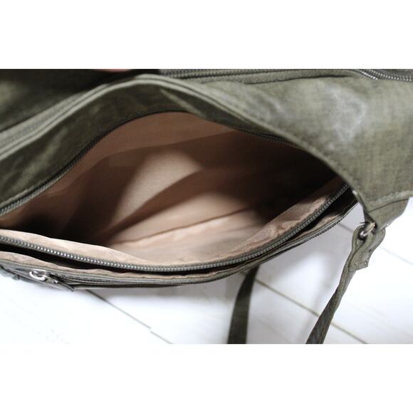 MultiSac Crossbody Purse Green Faux Leather Adjustable Strap Pockets Zippers - Picture 11 of 16